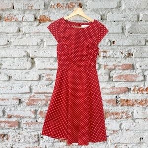Dressystar Cap Sleeve Red with White Polka Dots Size XS New
